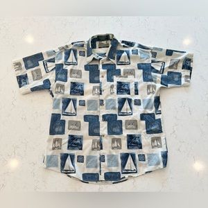 Loafers By Reed St James VTG Button Front Short Sleeve Shirt Boats Nautical XL